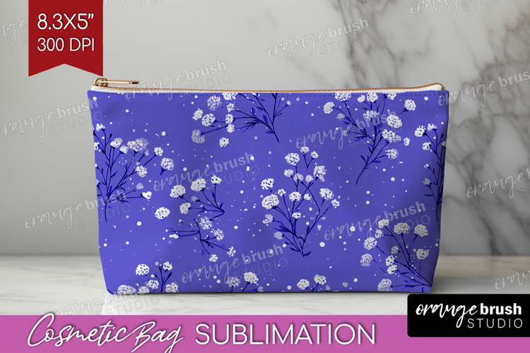 Tiny Flowers Cosmetic Bag - Floral Makeup Bag PNG