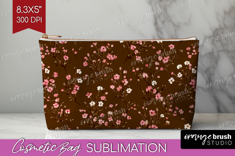 Tiny Flowers Cosmetic Bag - Floral Makeup Bag PNG