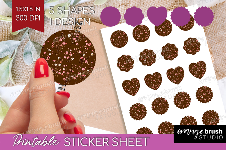 Tiny Flowers Round Sticker - Floral Printable Sticker Sheet