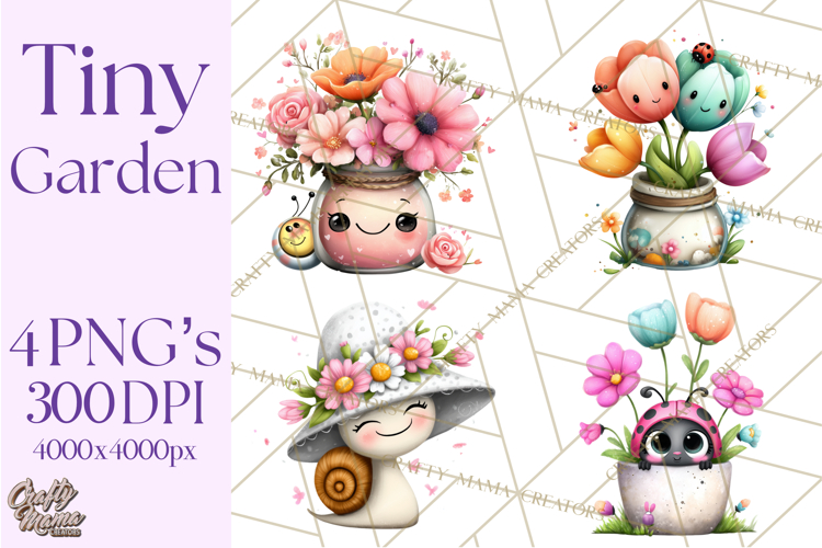 Spring Mini World Clipart, Cute Kawaii Garden Scenes PNG