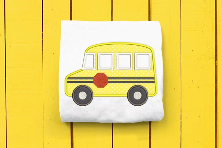 Little School Bus Applique Embroidery Design