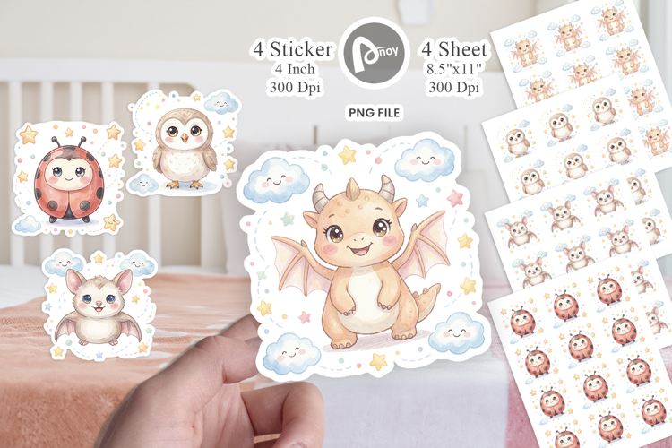 Tiny Winged Baby Animal Sticker