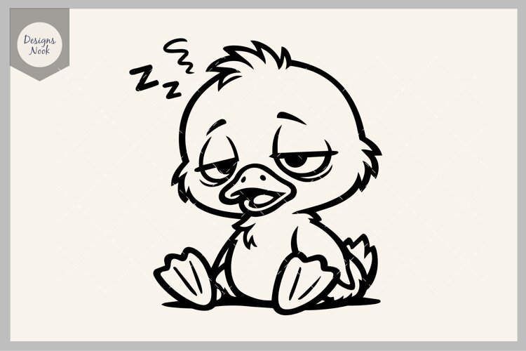 Tired Duck SVG, Sleepy Baby Duck SVG, Funny Exhausted Duck example image 1