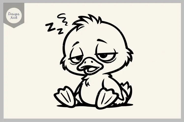 Tired Duck SVG, Sleepy Baby Duck SVG, Funny Exhausted Duck