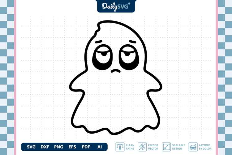 Tired Cute Ghost SVG Halloween Kawaii Spooky Cut File