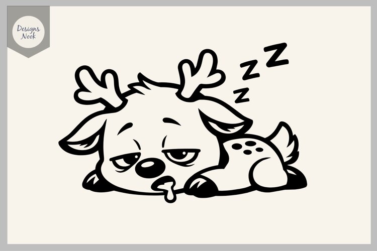 Tired Deer SVG, Funny Sleepy Deer SVG, Funny Deer Cut File example image 1