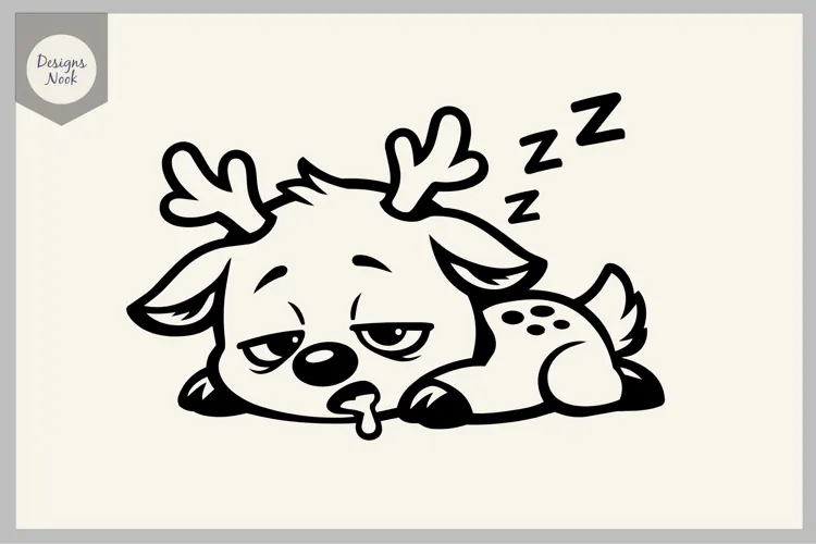 Tired Deer SVG, Funny Sleepy Deer SVG, Funny Deer Cut File