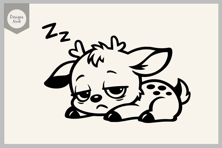 Tired Deer SVG, Funny Sleepy Deer SVG, Funny Deer Cut File example image 1