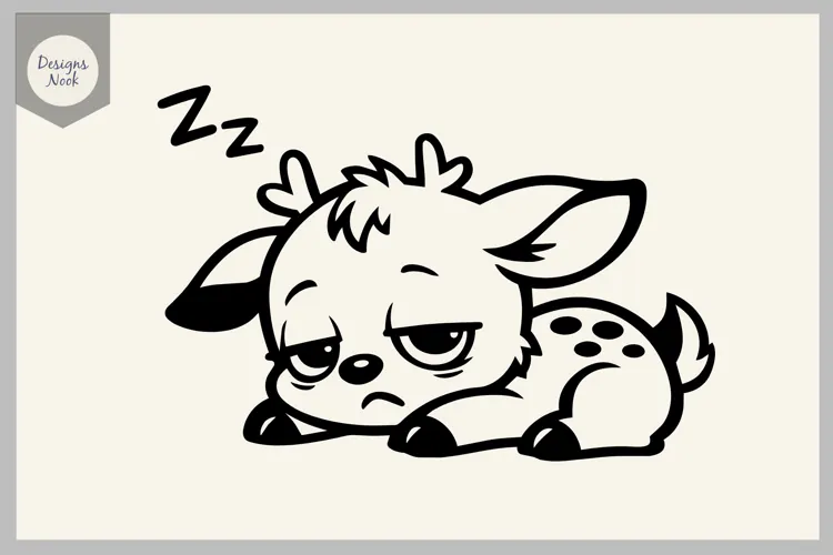 Tired Deer SVG, Funny Sleepy Deer SVG, Funny Deer Cut File