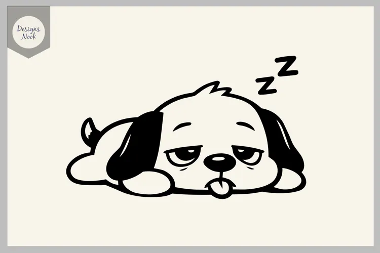 Tired Dog SVG, Funny Puppy SVG, Sleepy Dog Cut File