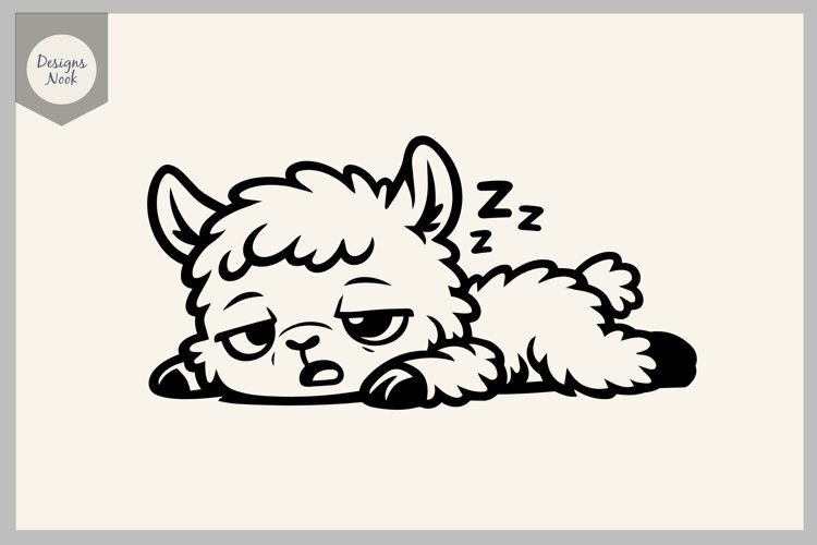 Tired Llama SVG, Funny Sleepy Llama SVG, Exhausted Llama Cut example image 1