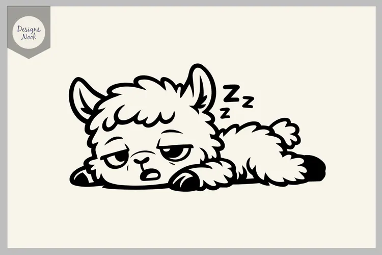 Tired Llama SVG, Funny Sleepy Llama SVG, Exhausted Llama Cut