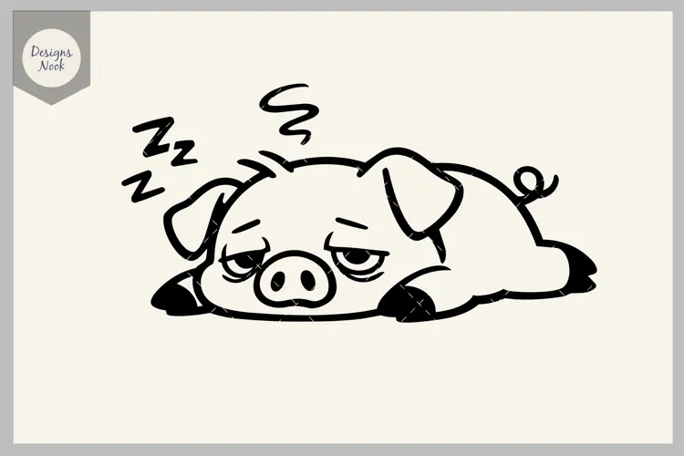 Tired Pig SVG, Funny Sleepy Pig SVG, Exhausted Pig Cut File