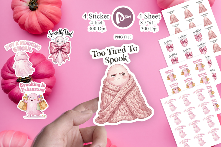 Tired Pink Ghost Coquette Sticker