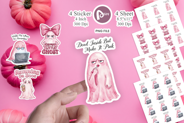 Tired Pink Ghost Coquette Sticker
