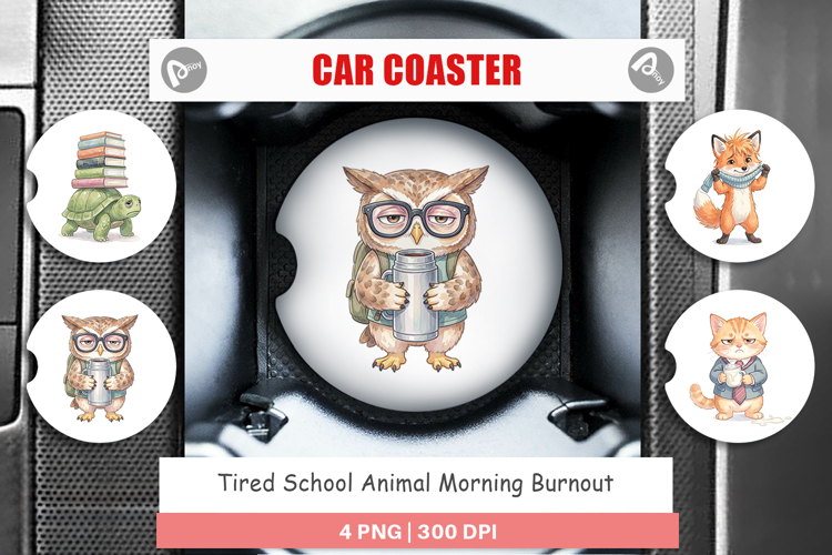 Tired School Animal Car Coaster