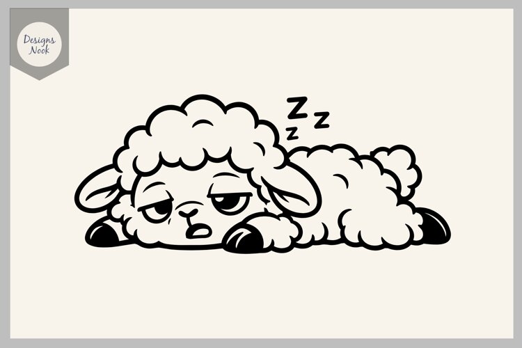Tired Sheep SVG, Funny Sleepy Sheep SVG, Exhausted Lamb SVG example image 1