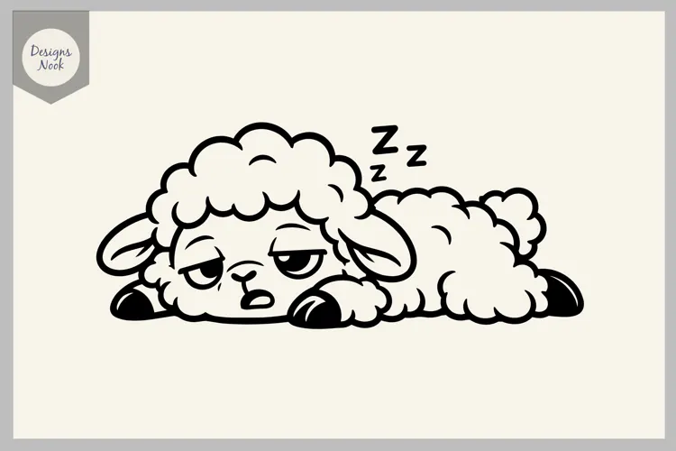 Tired Sheep SVG, Funny Sleepy Sheep SVG, Exhausted Lamb SVG