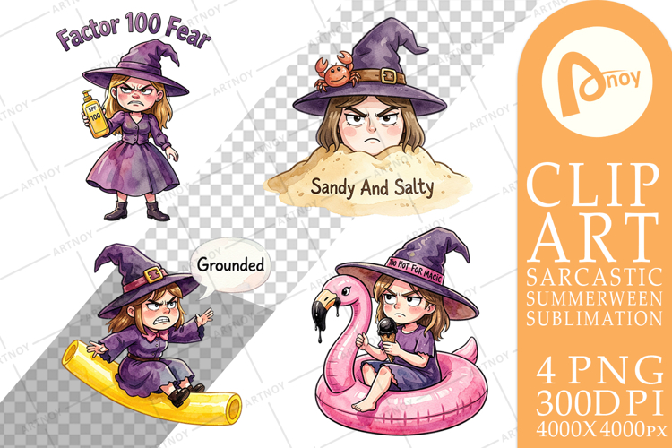 Tired Summerween Witch Sublimation example image 1