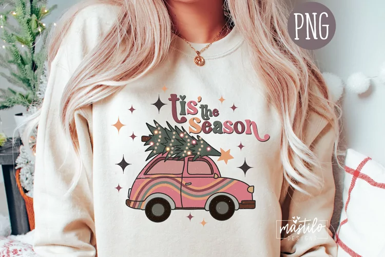 Tis the Season Christmas Retro Vintage Truck Sublimation Png