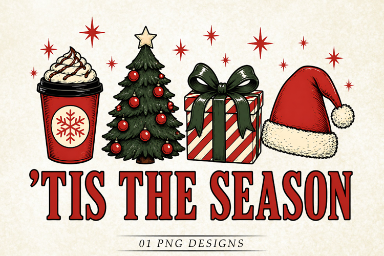 Tis The Season Christmas Tree Coffee Hat PNG, Holiday