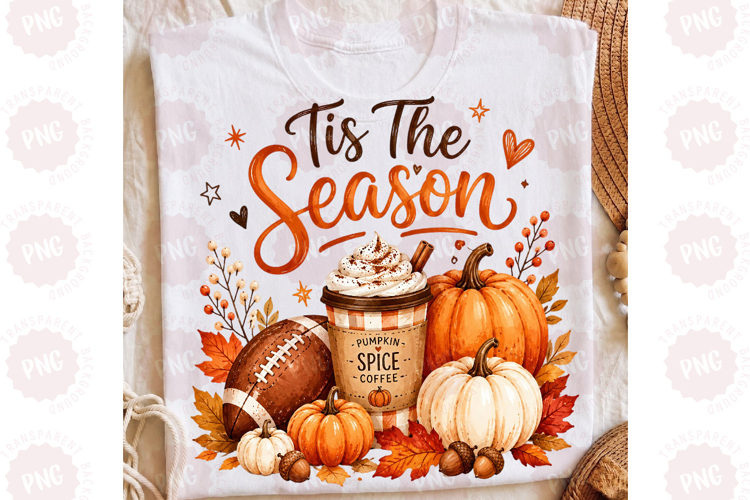 Tis the Season Fall Pumpkin Football Png