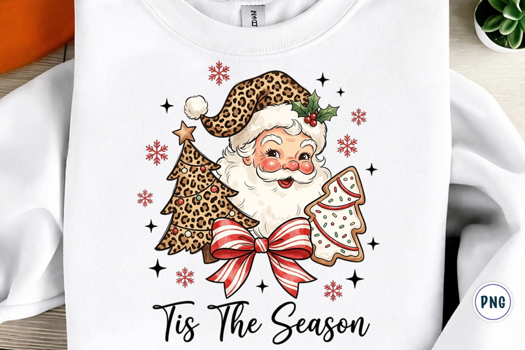 Tis The Season Leopard Santa Png