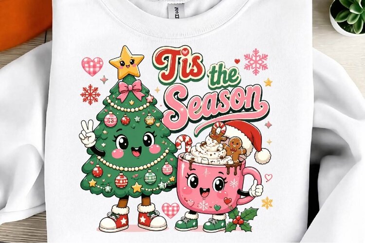 Tis the Season Pink Christmas PNGYou will receive 01 PNG fil example image 1