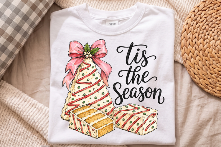Tis the Season PNG, Christmas Tree Snack Cake Sublimation