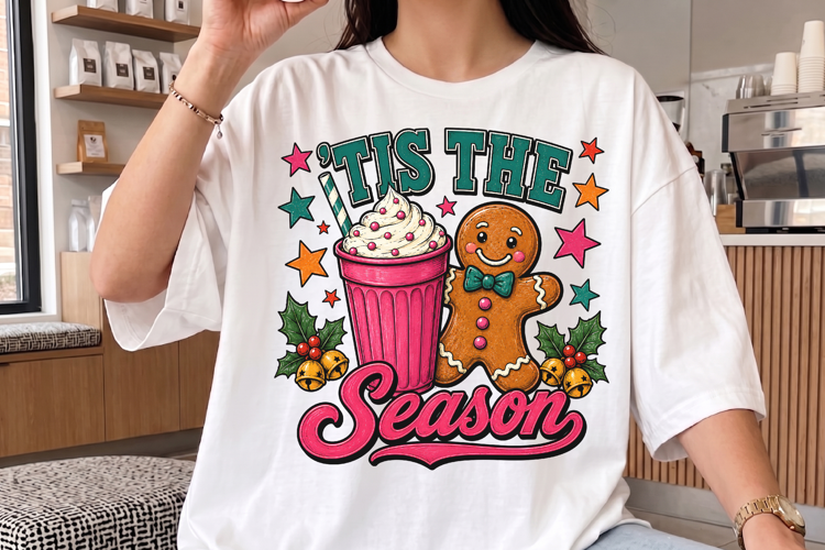 Tis the Season PNG, Gingerbread Hot Cocoa Christmas Design