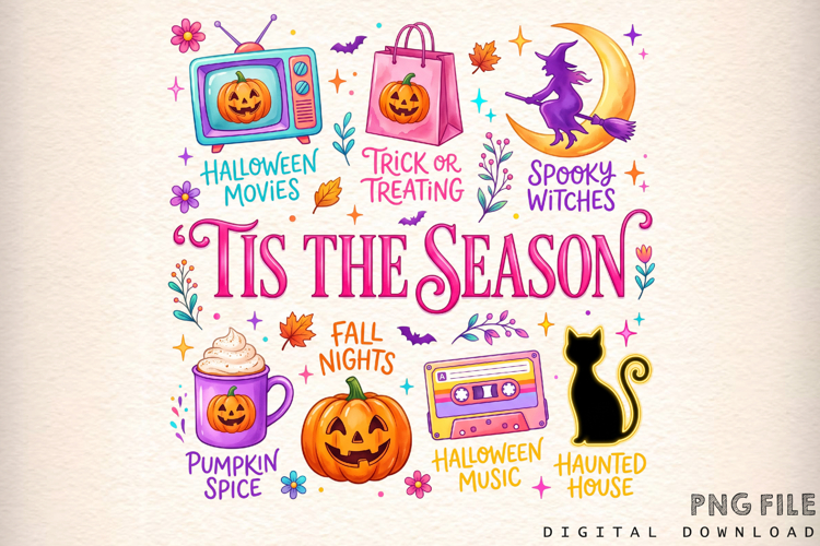 Tis The Season Png, Neon Halloween PNG