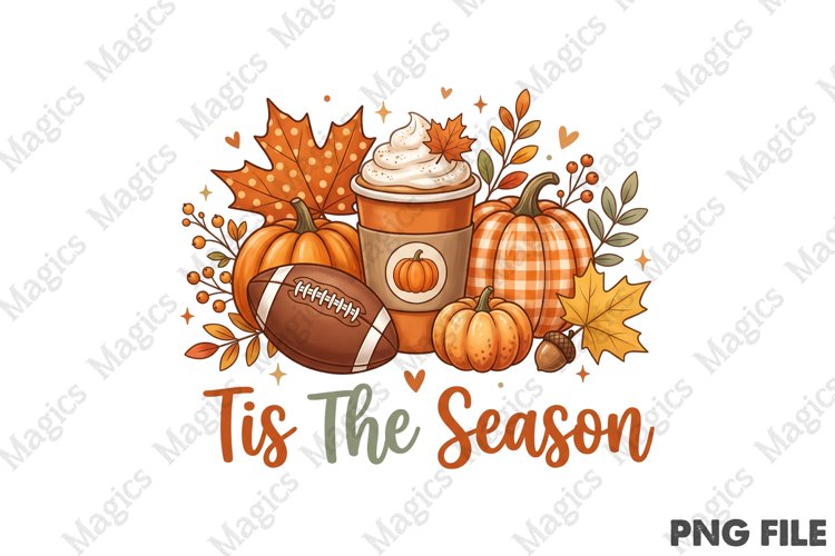 Tis the Season Pumpkin Football PNG