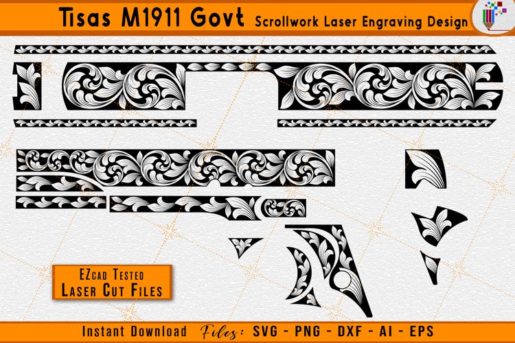 Tisas M1911 Govt Firearms Scrollwork Laser Engraving Design
