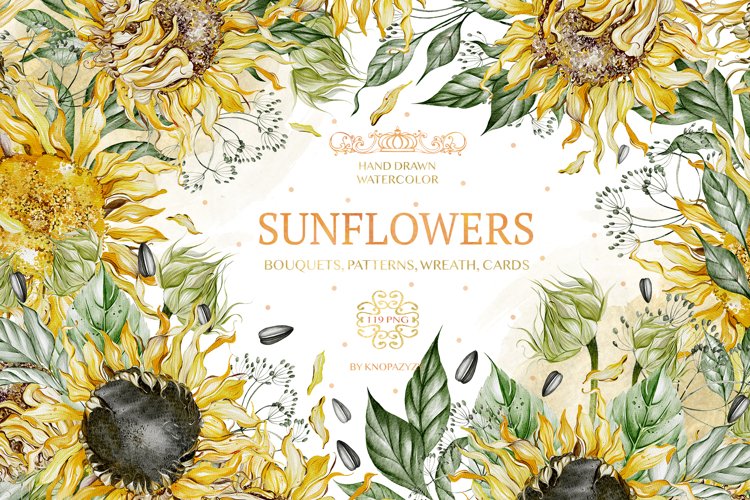 Watercolor Sunflower Clipart Image 7