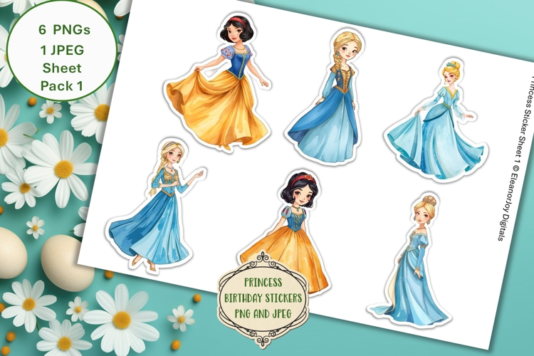 Birthday Princess stickers Pack 1PNG &JPEG