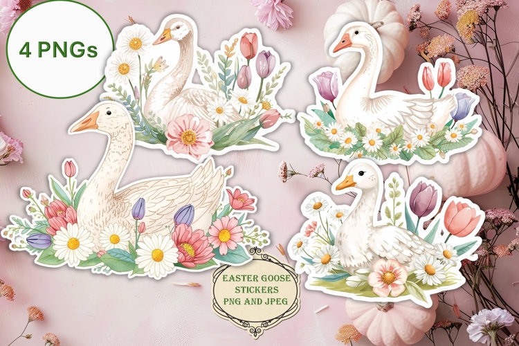 4 Easter Goose Stickers Stickers PNGs