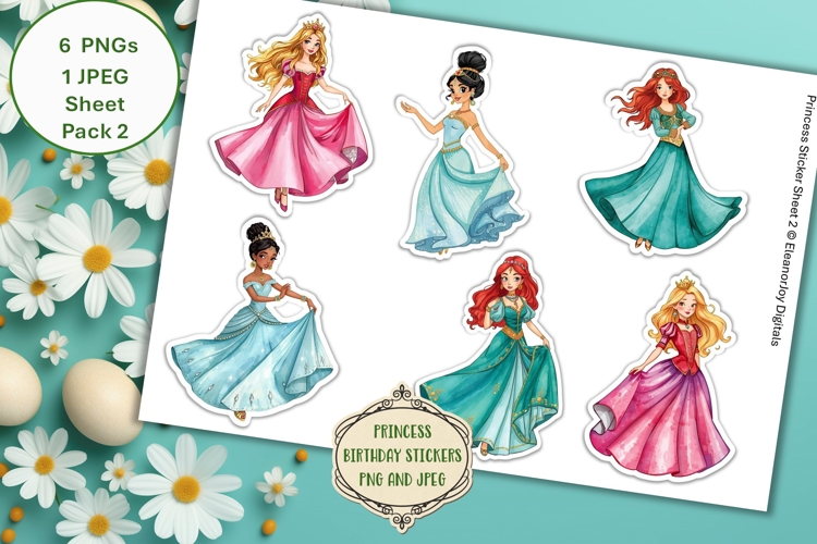 Birthday Princess stickers Pack 2 PNG  JPEG
