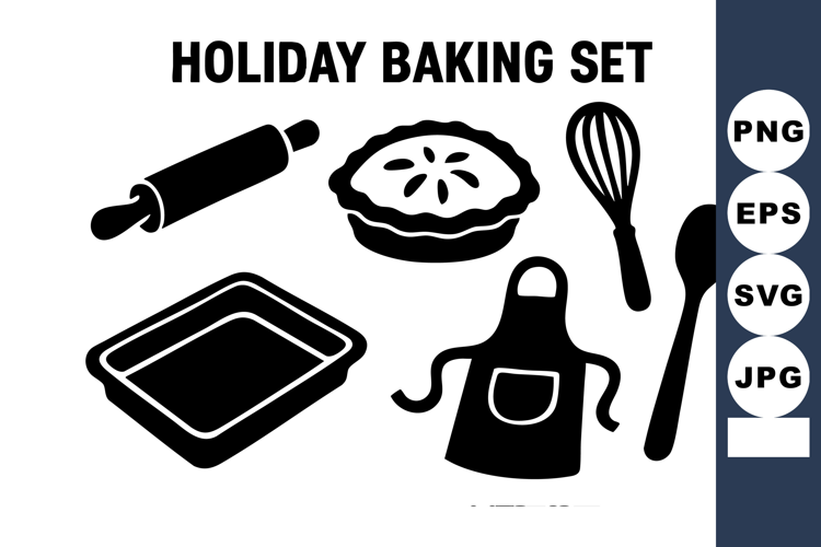 Holiday baking with rolling pin pie tray apron whisk