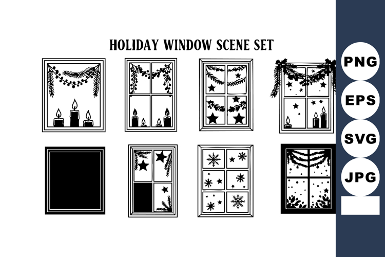 Holiday window scene with festive decorations and candle