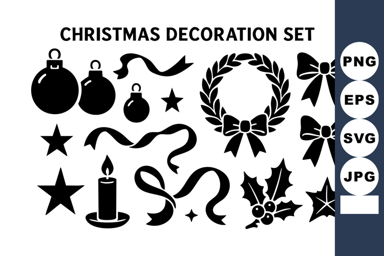 Christmas decoration with wreath stars ribbons bows cand