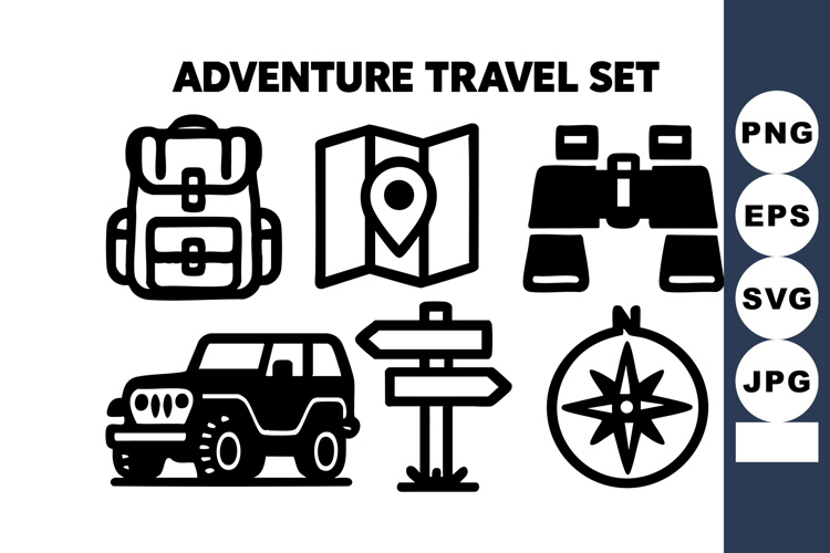 Adventure travel with backpack map binoculars