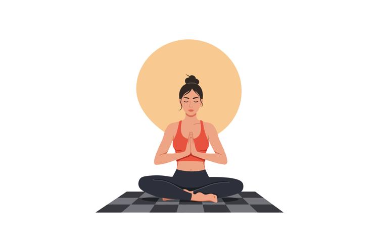 Serene woman practicing yoga in a peaceful setting with a wa