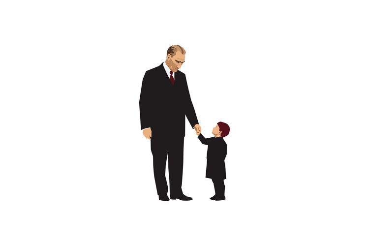 Mustafa Kemal Ataturk and a child stand together to symboliz example image 1