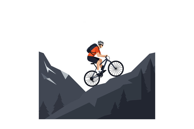 Mountain biker in vibrant orange gear navigating rocky terra example image 1