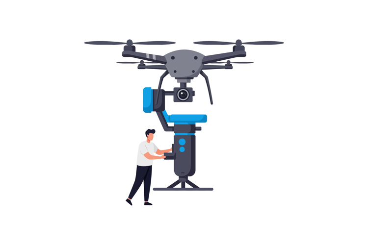 Professional drone with gimbal camera and operator controlli