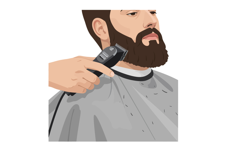 Man grooming beard with electric clipper close-up personal c example image 1