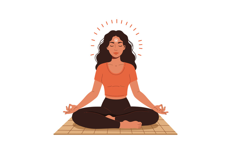 Woman Meditating Clipart Image 3