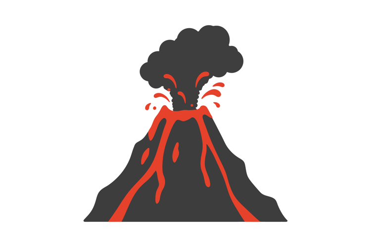 Volcano eruption with lava flow and dark volcanic smoke vect example image 1