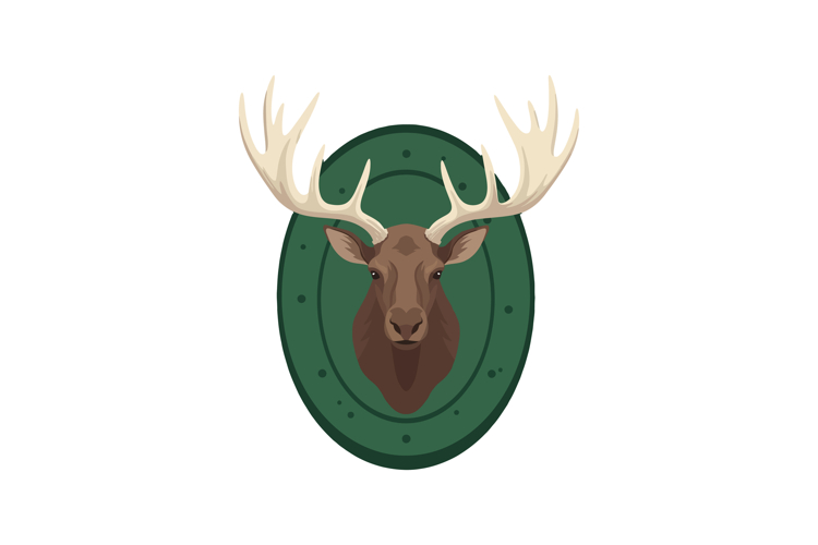 Deer head mounted on green plaque vector illustration with a