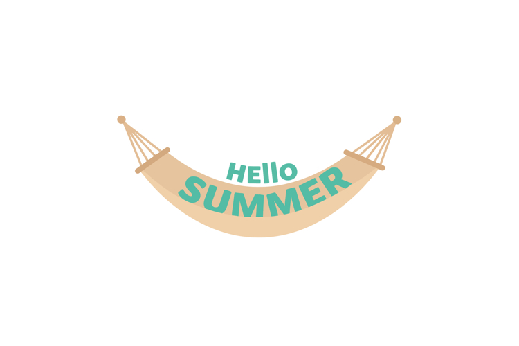 Summer hammock with hello summer text vector illustration in